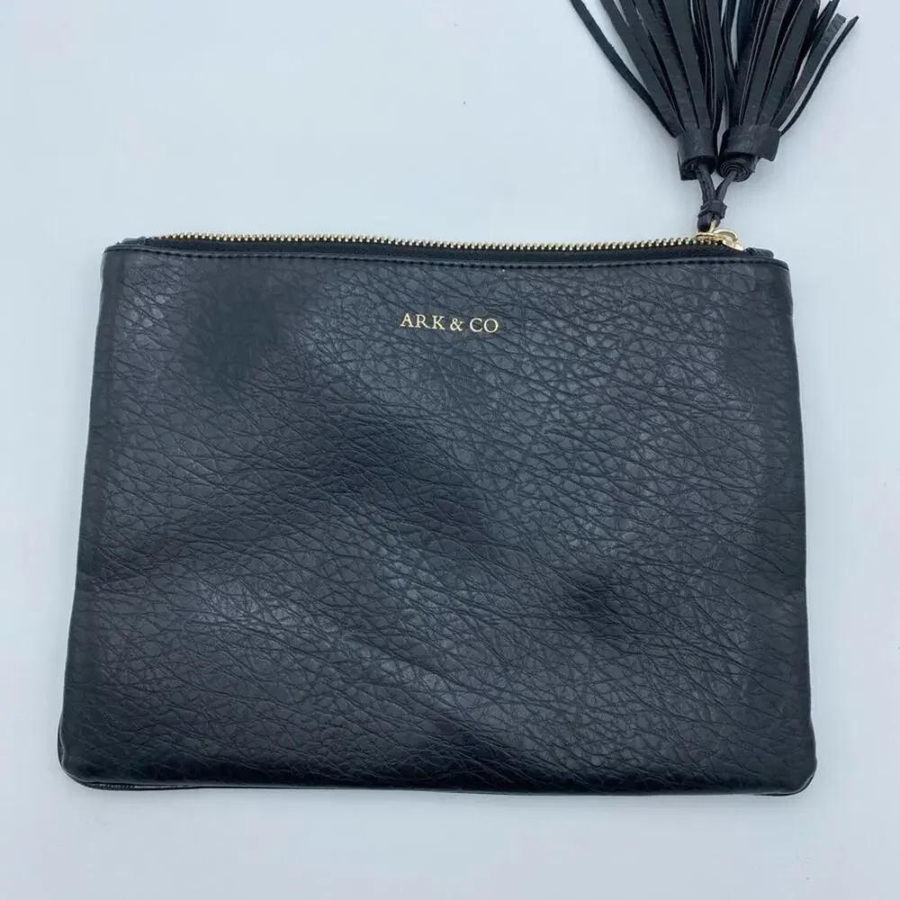 Ark & Co Clutch/makeup Bag Black Quiet Luxury‎ Leather